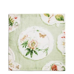 Daylesford x Colefax Quince Garden Napkin in Green With Passion Flower