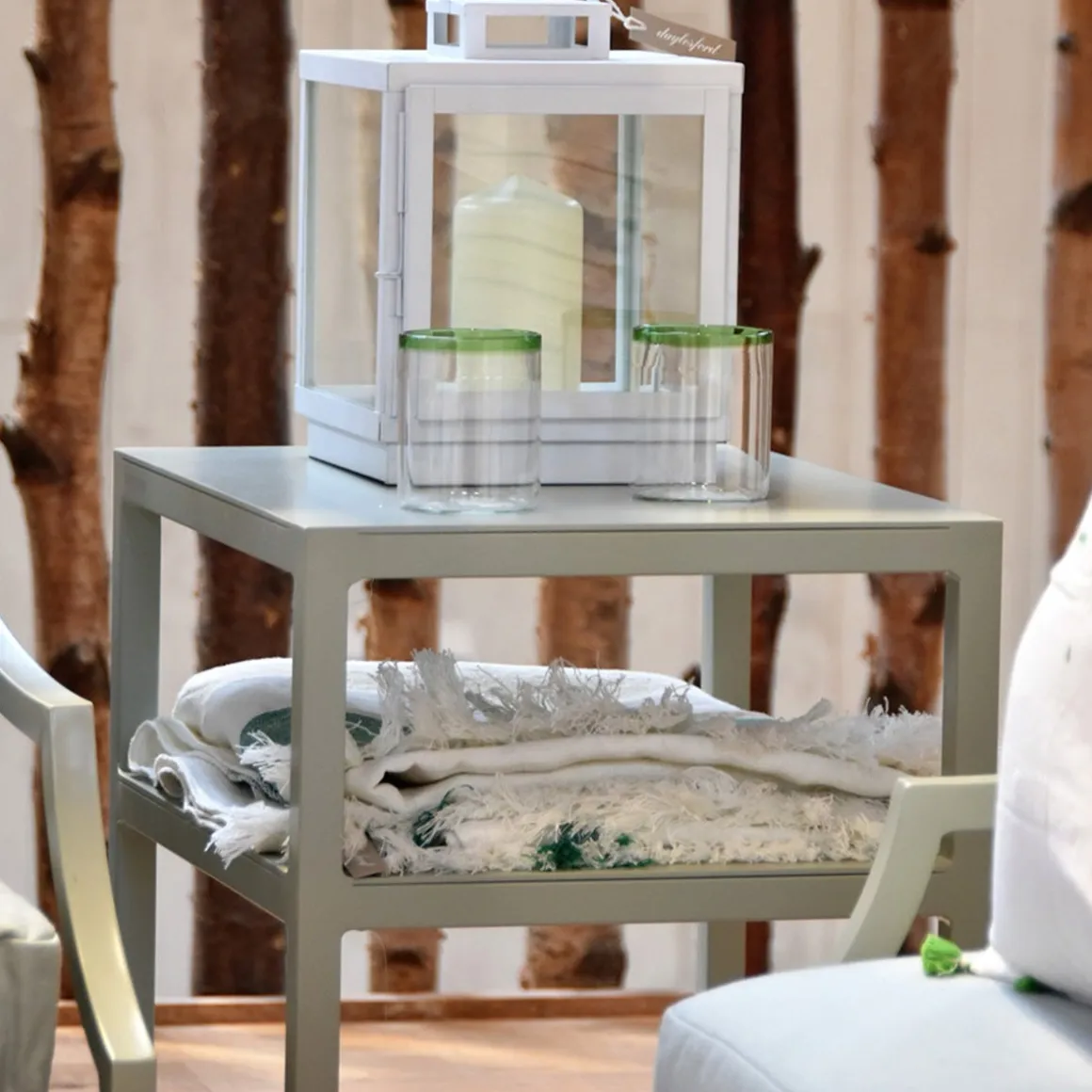 Kingham 2 Tier Side Table, Cotswold Green