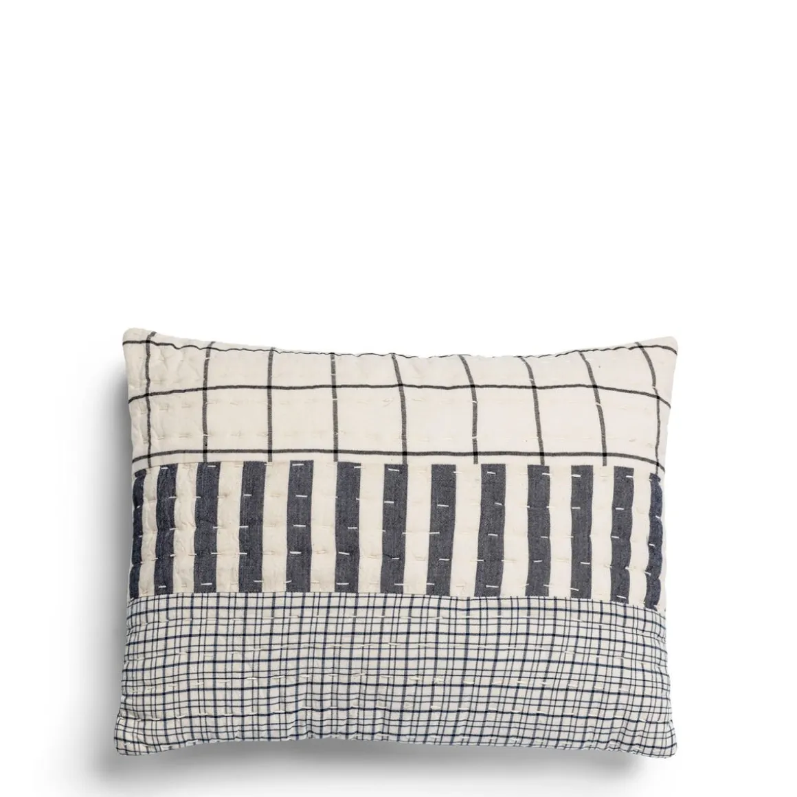 Patchwork Cushion Navy & White Rectangle
