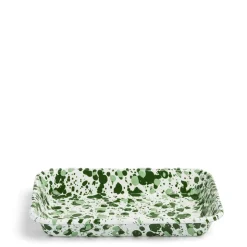 Splatter Large Rectangular Dish Green Enamel
