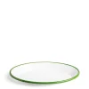 White & Green Enamel Oval Plate