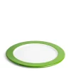 White & Green Enamel Pizza Plate 32cm