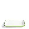 White & Green Enamel Rectangular Dish 26cm