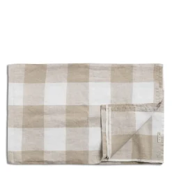 White & Natural Check Tablecloth