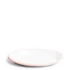 White & Pink Enamel Oval Plate