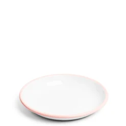 White & Pink Enamel Plate 26cm