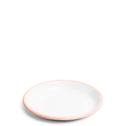 White & Pink Enamel Plate 20cm