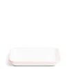White & Pink Enamel Rectangular Dish 26cm