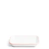 White & Pink Enamel Rectangular Dish 21cm