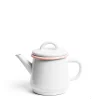 White & Pink Enamel Teapot